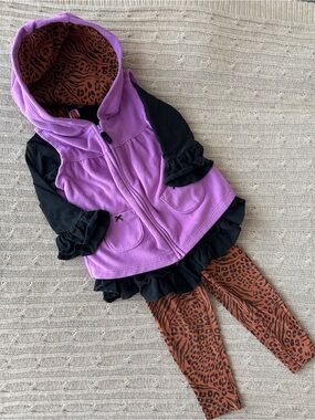 EUC Carter’s 3pc Baby Girl Outfit Set, Purple Leopard, 24 Months